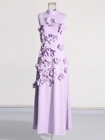 Robe longue élégante à appliques épissées
