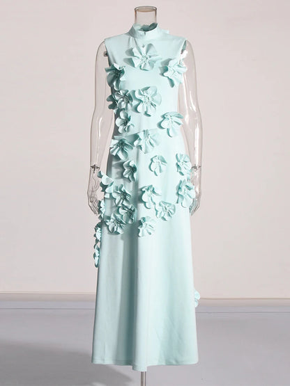 Robe longue élégante à appliques épissées