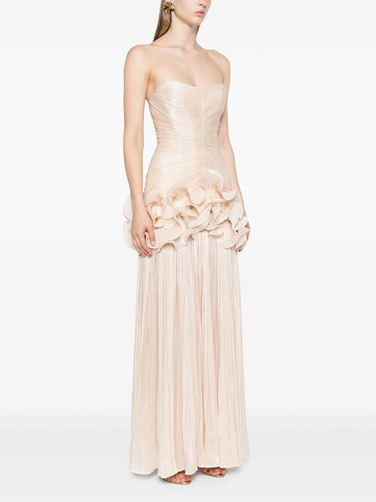 Robe unie à plis serrés